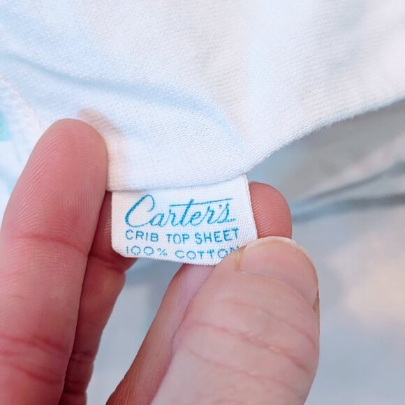 VTG 80s Carters Nursery Crib Sheet Set Fitted & Top Sheet Animals Music Cotton - Picture 2 of 16